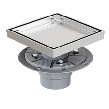Neodrain 6" Square Shower Drain, Tile Insert Grate, Brushed Stainless Steel