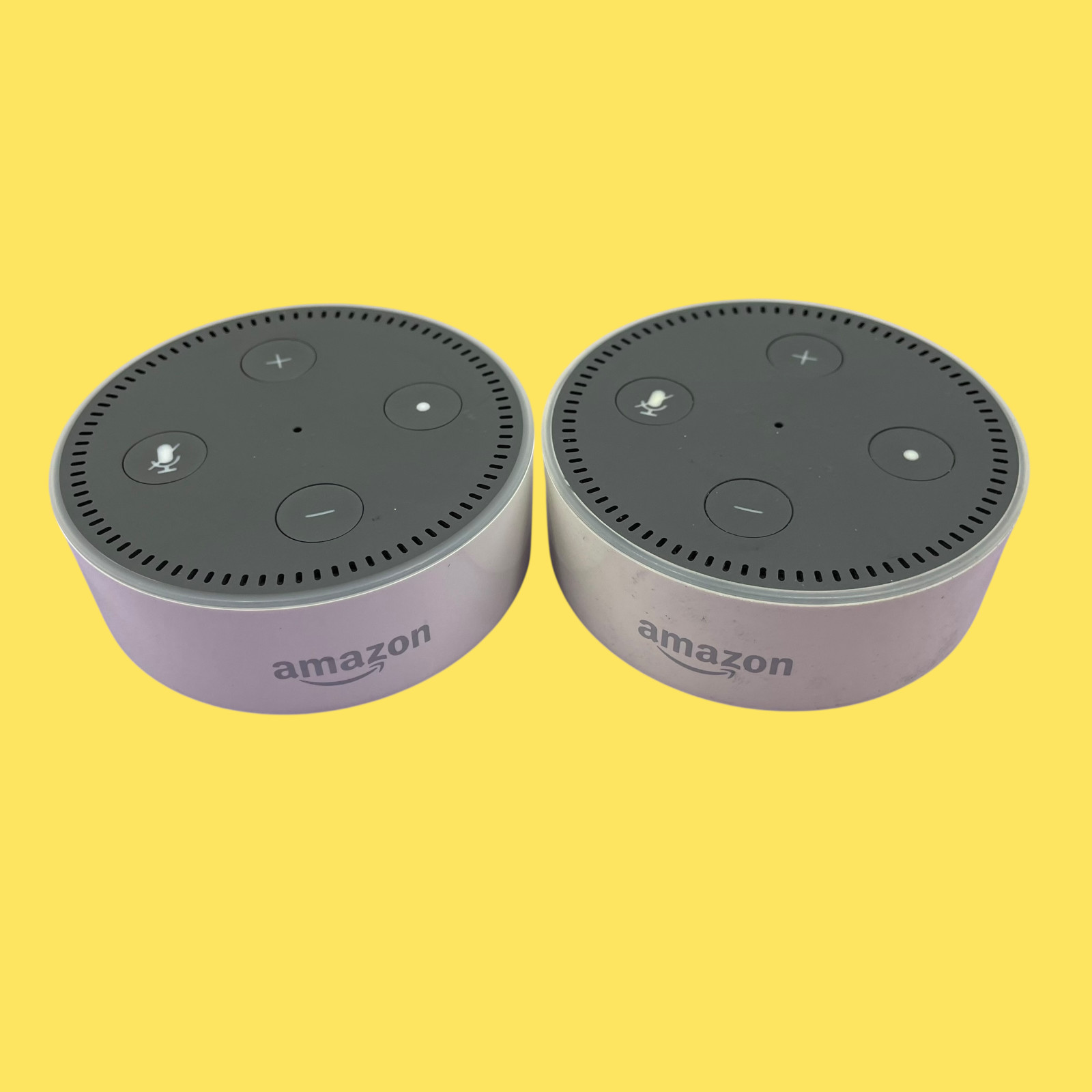 Lot of 2 Amazon Echo Dot 2 Smart Speakers RS03QR White/Gray #4957 z65/124