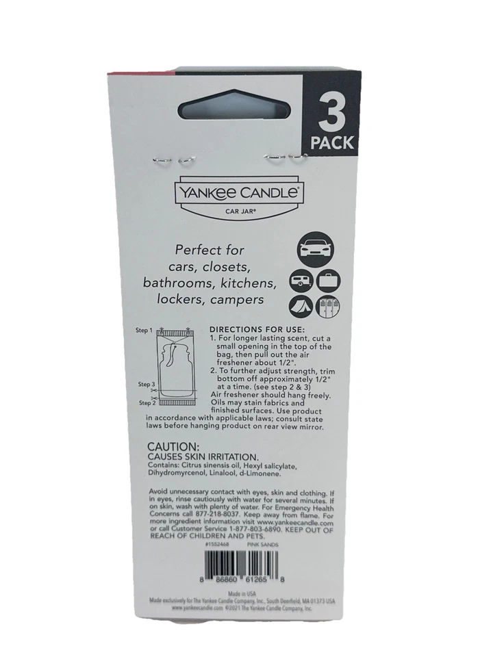 12 Pink Sands Scent Yankee Candle Car Jar Air Freshener 4 Cards Of 3 = 12 - Image 4 of 4