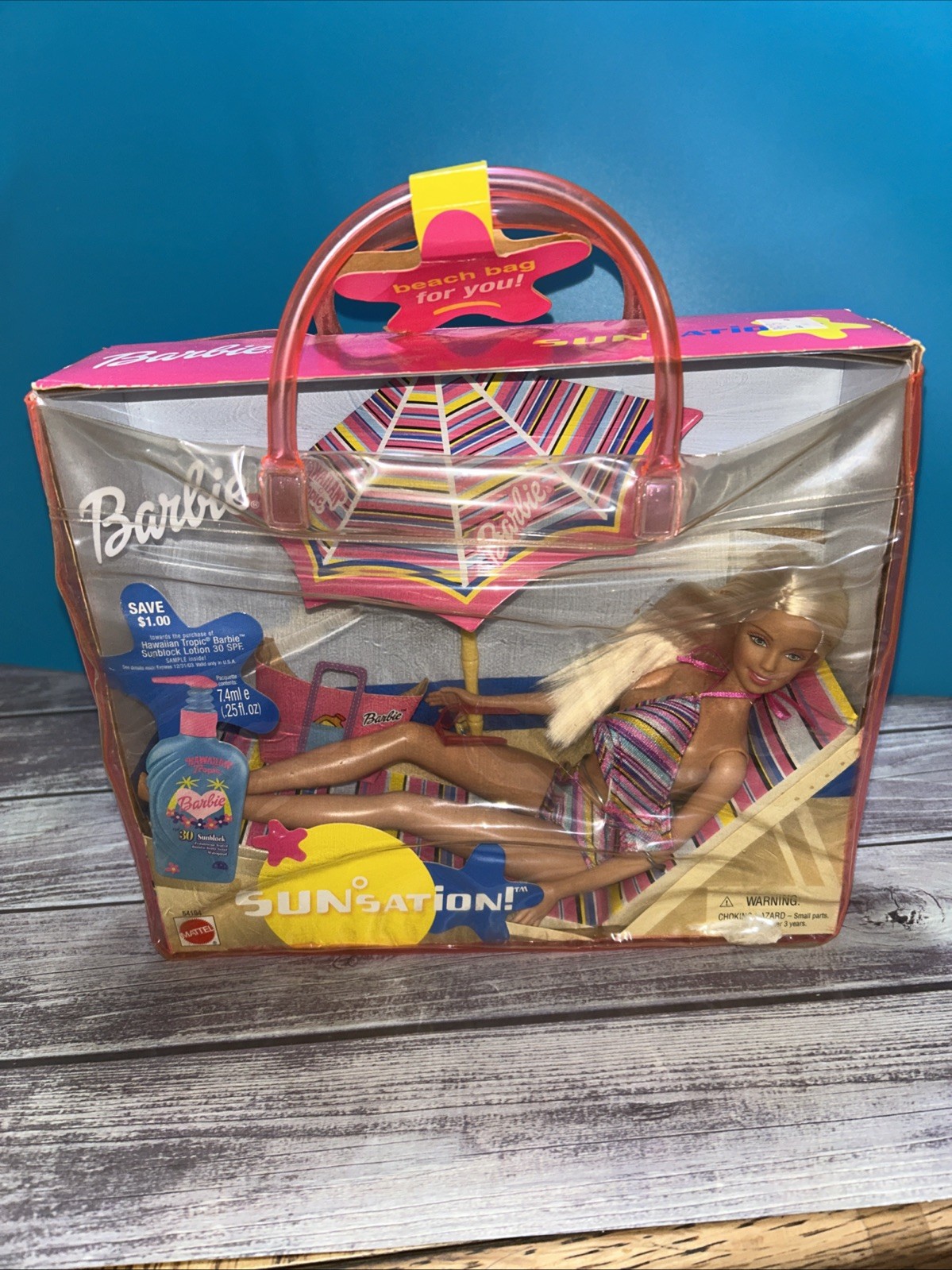 2001 Mattel  Barbie Doll in a "Beach Bag For You!"  54194 NIB