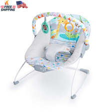 Bright Starts Baby Bouncer Soothing Vibrations Infant Seat - Removable -Toy Bar,