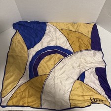 Vintage Scarves by Vera Scarf Geometric 23  Square Blue Gold White Purple