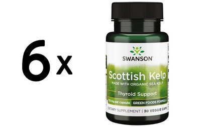 6 x Swanson Green Foods, Scottish Kelp, 750mg - 30 vcaps (138,86 EUR/kg)