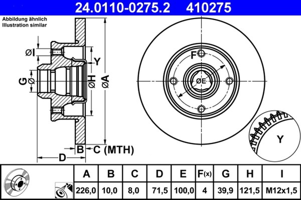 2X Bremsscheibe ATE 24.0110-0275.2 FüR VW Golf Corrado 35I Seat Passat 3A2 1H2 2-image