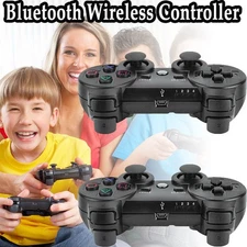 2x Black Wireless Bluetooth Video Game Controller Pad For Sony PS3 Playstation 3