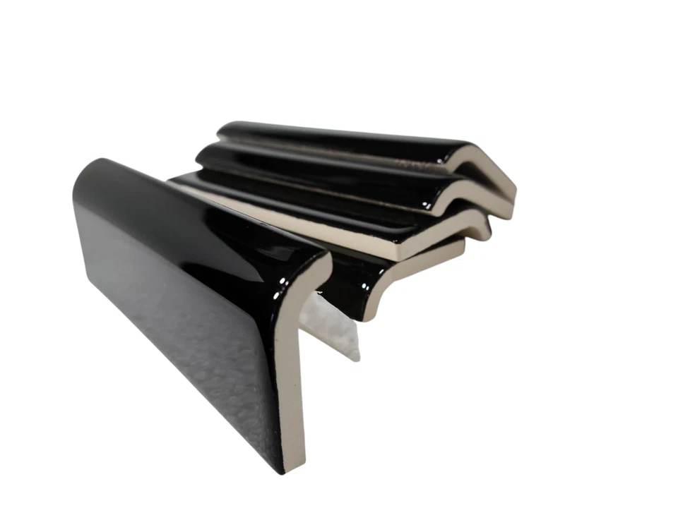 Azulejo de cerámica negro 2 x 6 pulgadas Bullnose tapa de barro borde de ajuste 2 x 6 pulgadas caja de tapa de barro 5... Foto 2 de 4