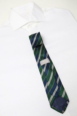 Enrico Coveri Tie Mens One Size Green/Blue Striped Pointed Pure Silk