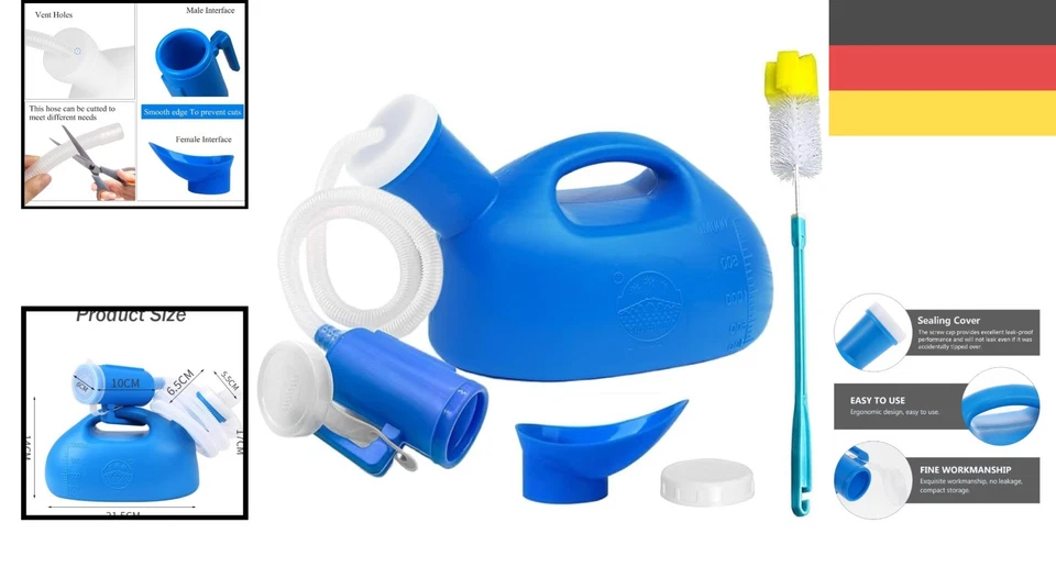 Urinflasche, 2000ml, auslaufsicher, mit Deckel, Urinal für Bett, Camping, Auto - Bild 2 von 4