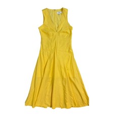 Banana Republic Linen Blend Sleeveless V Neck Midi Dress Yellow Size 0