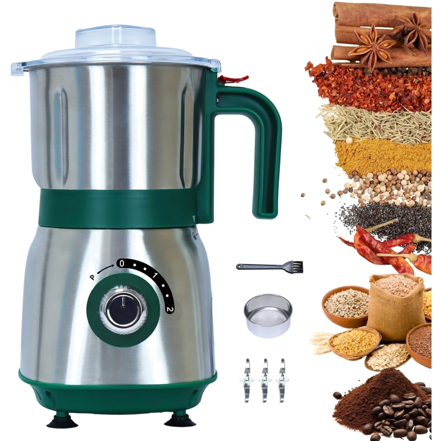 Versatile Kitchen Grinder | 500W Electric Mill | Grinds Spices, Nuts, Grains,...