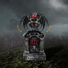 Halloween Animatronic Outdoor Tombstones Decorations, LED Graveyard Gravestone