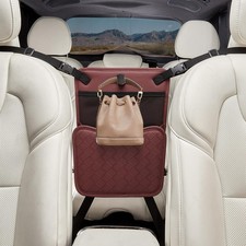 Veitail Car Net Pocket Handbag Holder,Purse Holder for Between Seats,PU Red