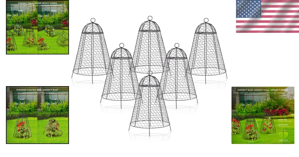 Secure Plant Cages for Outdoor Use - Extra Large Cloches, Wind Resistant Design - Image 2 of 4