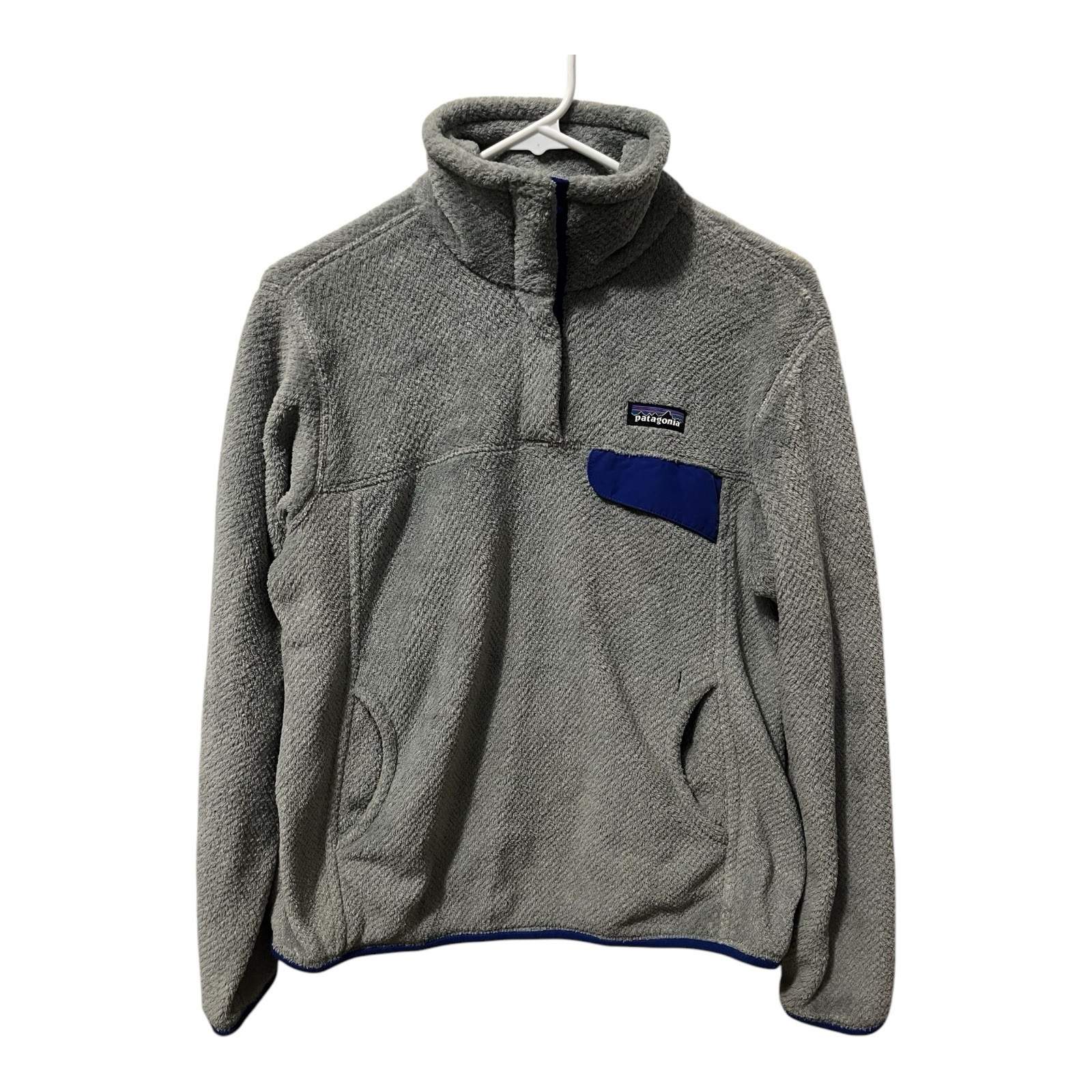 Patagonia Womens Re-Tool Snap-T Fleece Pullover Sweater Jacket in Gray Blue