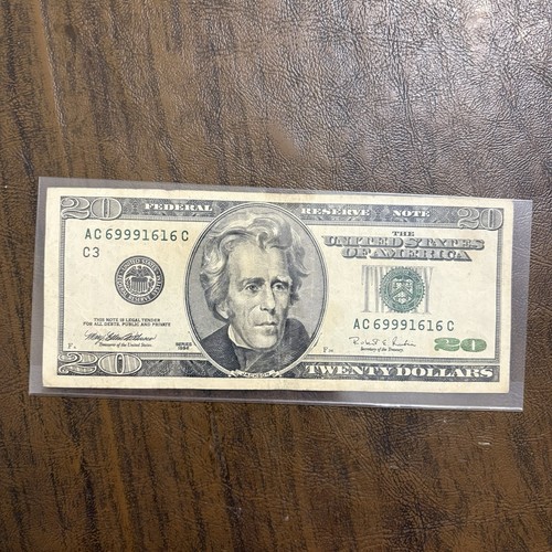 1996 TRINARY $20 Federal Reserve Twenty Dollar Note Flipper Serial # 69991616 - Picture 3 of 8