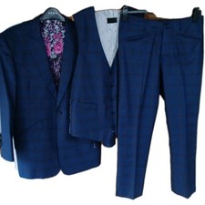 William Hunt 3 Piece Suit Mens 38 Designer Saville Row Teens Check Patterned 