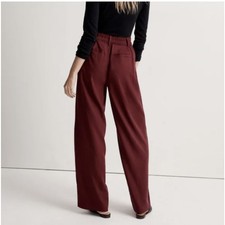 Madewell The Neale Straight-Leg Pant Berry Burgundy Trouser Drapeweave Women s 4