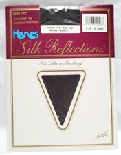 Vintage Hanes Silk Reflections Control Top Pantyhose Size AB Barely Black NOS