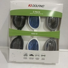 Adult Racer Swim Goggles, Multi-Color, Unisex (3 Pack) Dolfino