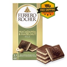 Ferrero Rocher Premium Milk Chocolate Bar Macadamia Hazelnut Cream 3.1oz