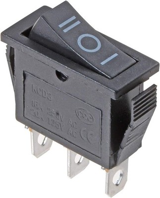 SPDT ON-Off-ON 3 Position Snap Rocker Switch, Black, AC 16A/250V 20A/125V Pin