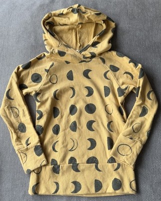 Gus + Steel Hoodie Top Moon Phase Organic Cotton USA Girls Boys 6-7 Mustard