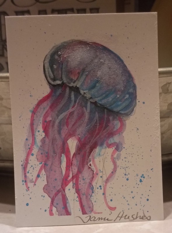 ACEO Watercolor Jellyfish By Artist Tami Hughes