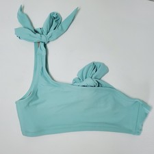 J.Crew Aqua Blue One Shoulder Bow Tie Swim Top XS Cute Beach Resort Vacation