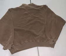 Joah Brown Cropped Mock Neck Sweatshirt Brown S/M Oversized Cozy Pullover