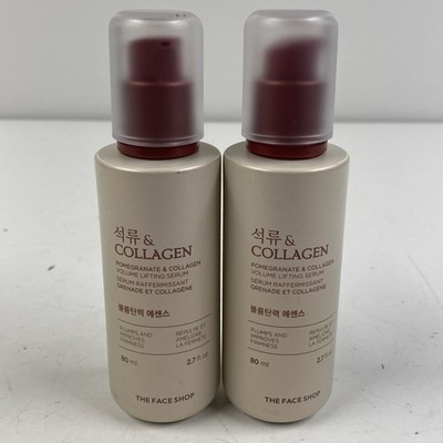 LOT x2 THE FACE SHOP Pomegranate & Collagen Volume Lifting Serum 2.7 Fl Oz *9/27