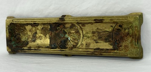 Antique Brass Native American Indian & Pinecones Pen Rest Tray Holder - Picture 19 of 19