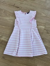 Polo Ralph Lauren Girls Pink and White Striped Flutter-Sleeve Dress Size 6X