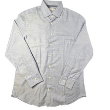 Charles Tyrwhitt Mens Slim Fit Blue Neppy Herringbone Button Down Shirt 16/34in
