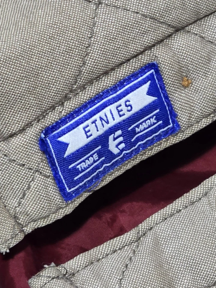 Chaqueta Etnies Para Hombre Mediana Caqui Ladrillo Acolchada Pana Cuello Chamarra Forrada Foto 2 de 4