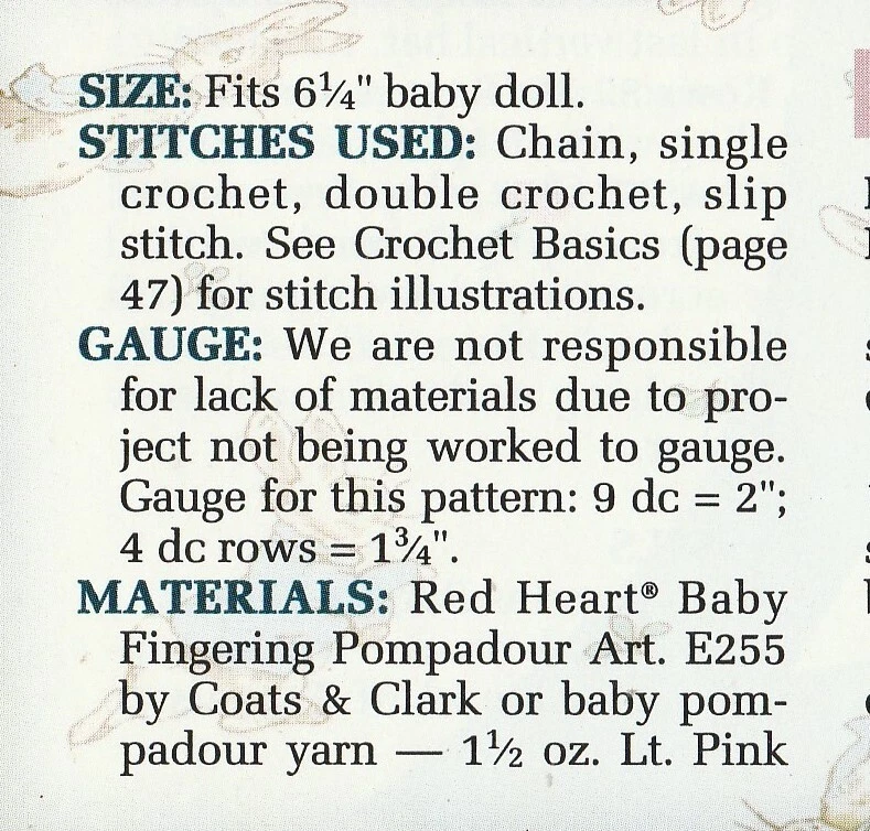Vestido para muñeca bebé - Se adapta a muñeca bebé de 6-1/4" - Hilo para bebé - Patrón de ganchillo SOLO Foto 2 de 2
