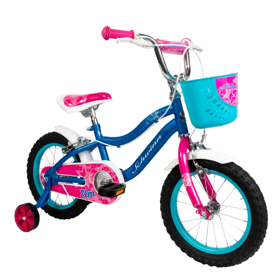 Schwinn Elm 14" Wheel Kids Girls Bike With Stabilisers Age 4+ Blue Pink - Image 3 of 4