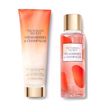 Victoria  s Secret Strawberries  Champagne Fragrance Mist And Lotion 8.4 OZ New.