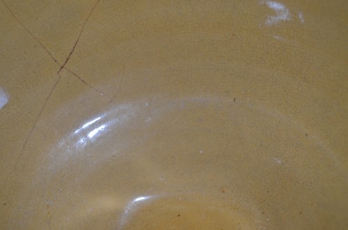 Antique McCoy Yellowware Green Mixing Bowl Ribbed Ringware Beehive #8 - Picture 6 of 6