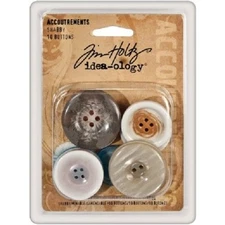 TIM HOLTZ IDEA-OLOGY SHABBY Chic Vintage Look BUTTONS- SET OF 10- NEW