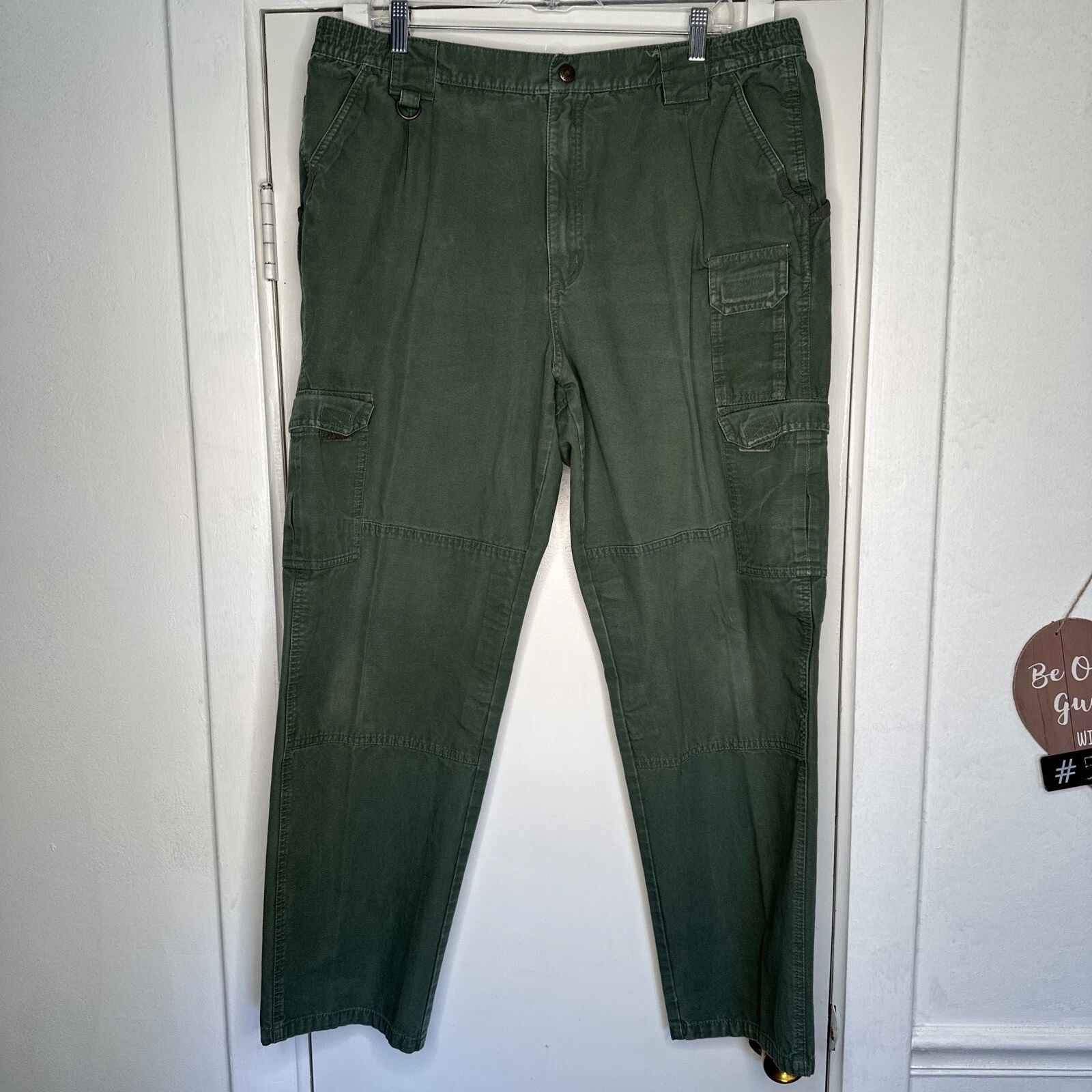 Distressed 5.11 Tactical Pants Green Cargo WorkWear Outdoors Men 38X33