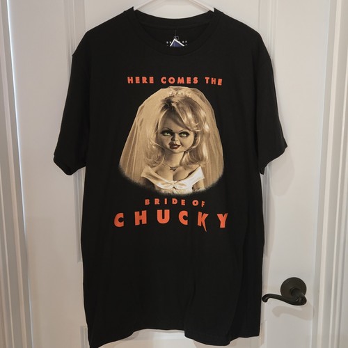 NWT Bride Of Chucky Halloween T-Shirt Men's Size Large Tall Short Sleeve Black