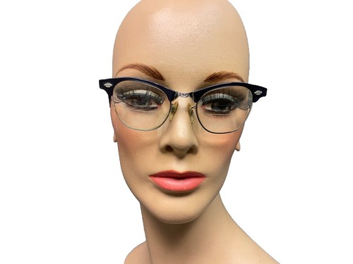VINTAGE! 1950s Shuron FREEWAY Eyeglass Frames BLACK BRIAR Horn