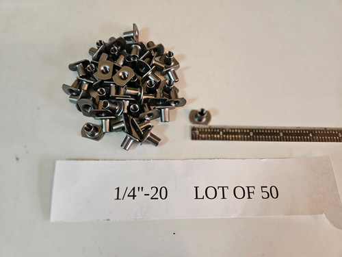 Steel Narrow Base Weld Nuts 1/4"-20, 3/4" Base Lgth 7/16" Barrel Hgth Lot Of 50