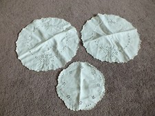 Collectible Beautiful Lace Doily Set 3 Machine Embroidered 2 Matching 9"  6"