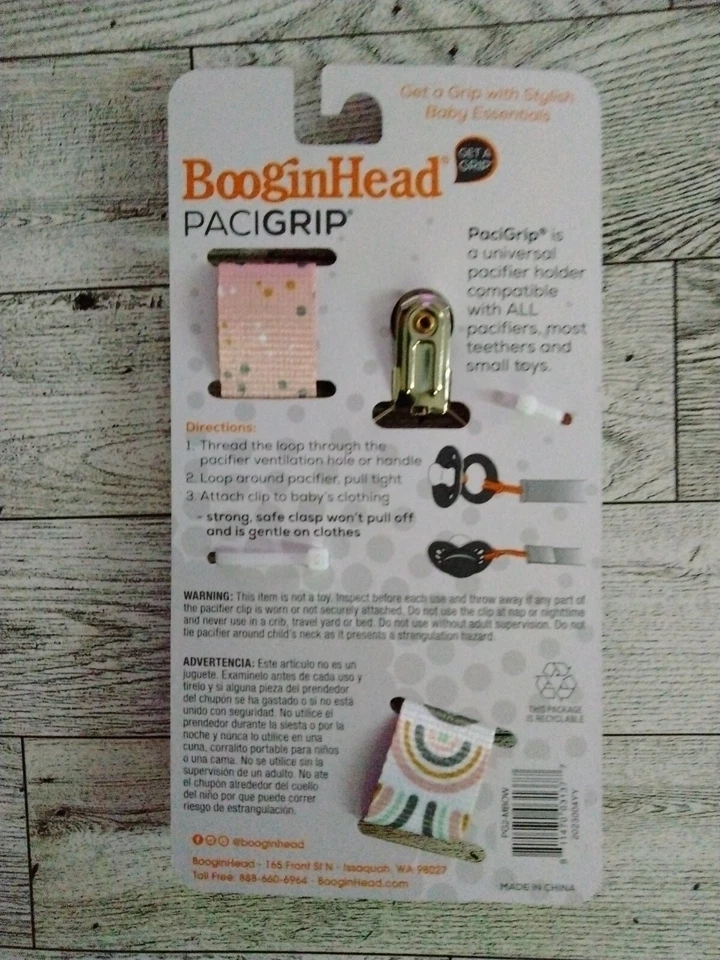 Nuevo Paquete de 2 Clip para Chupete BooginHead PaciGrip Blanco Rosa Arco Iris Puntos ¡ENVÍO GRATUITO! Foto 2 de 3