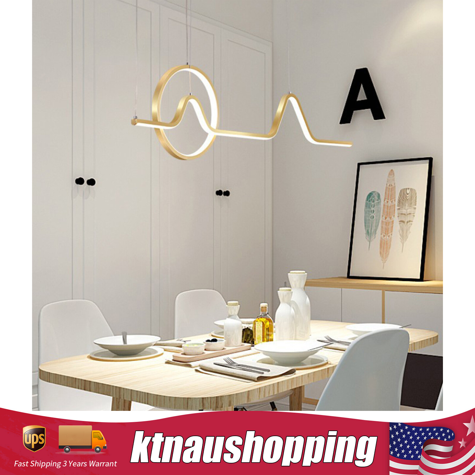 Modern Island LED Ceiling Light Kitchen Chandelier Pendant Lamp Fixture w/Remote