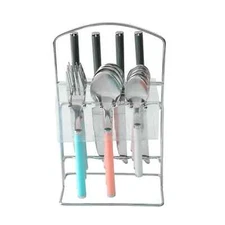 17 Piece Stainless Steel Flatware Set with Storage Rack Service For 4 Multicolor