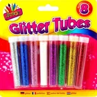 Glitter - 8 Tubes all colours Pack silver blue pink red gold white purple green