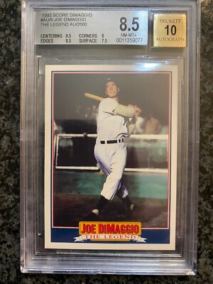 1992 Score Joe Dimaggio The Legend 5 of 5 #/2500 BGS 8.5 AUTO 10