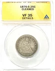 1876 S San Fransisco  Seated Liberty Quarter - ANACS certifedVF-35 details